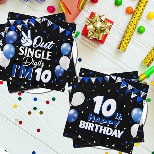 10th Birthday Napkins for Boys 40pcs Double Digits Decorations