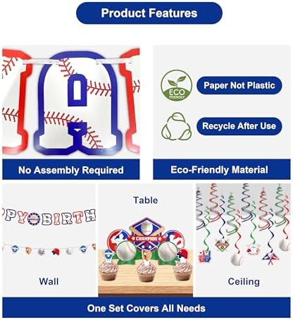 36PCS Baseball Party Decorations Kit
