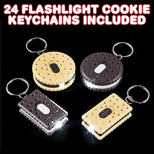 ArtCreativity Sandwich Cookie Flashlight Keychains Pack of 24
