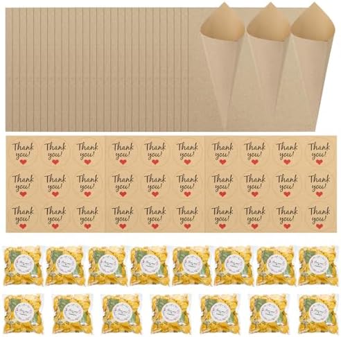 PATIKIL Dried Flower Confetti Cones 30Pcs Yellow Green