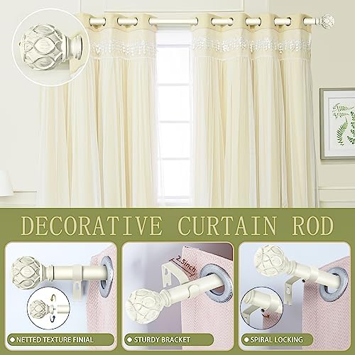 TANGWIN Antique White Farmhouse Curtain Rod Set