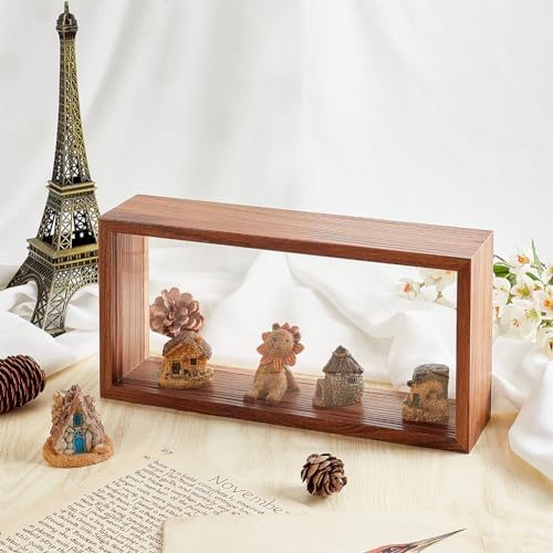 OLYCRAFT Walnut Brown Shadow Box Frame with Double Sided Acrylic Window
