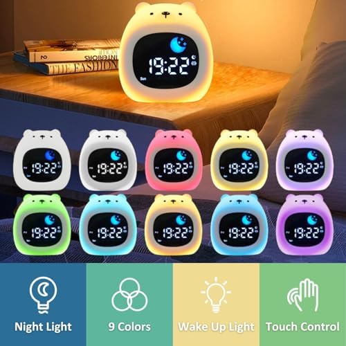 Kids Alarm Clock with Night Light and White Noise