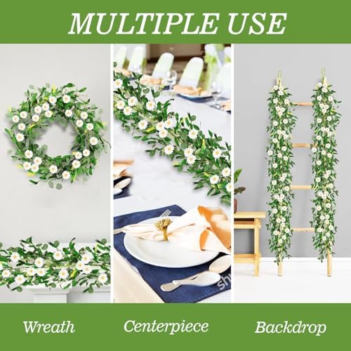 6 Ft White Flower Garland Artificial Daisy Wildflower
