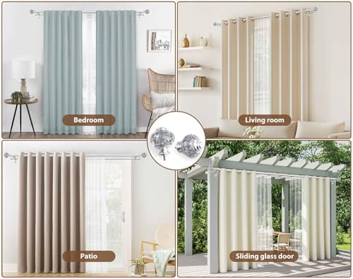 USFOOK 1 Inch Double Curtain Rods 72-144 Inch