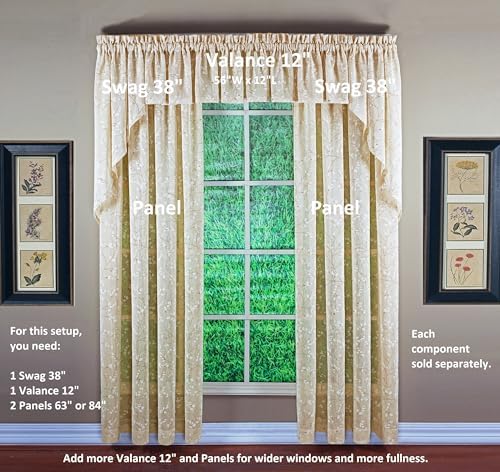 Todays Curtain Willow Faux Linen Print Swag 38 Inch Pair