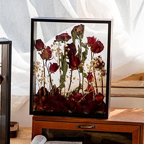 Wooden Dried Flower Display Stand - Clear Double-sided Frame
