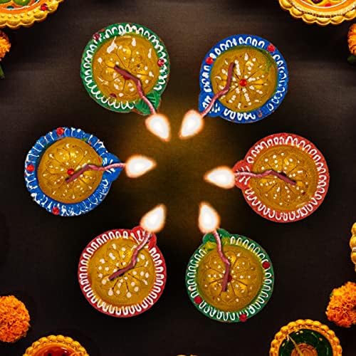 Tarini Gallery Earthen Diya Set of 6 Circle Shape