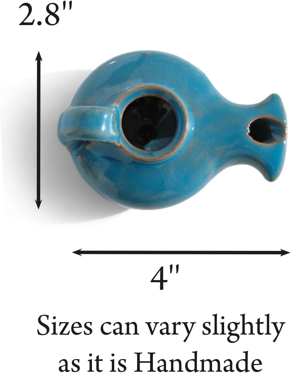 Herodian Glazed Oil Lamp Blue Handmade Hanukkah Judaica Gift