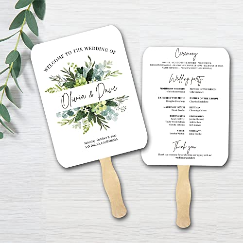 Social Stationery Wedding Program Fans Set of 100 Fully Assembled
