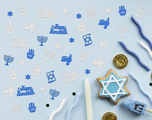 Hying Hanukkah Confetti 200PCS Silver Blue Sequins