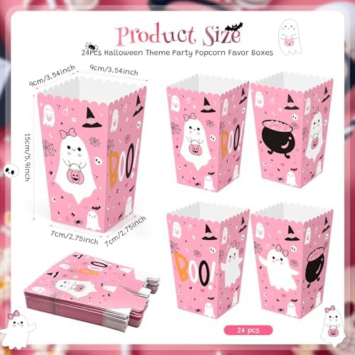24 Pcs Halloween Popcorn Boxes with Cute Designs