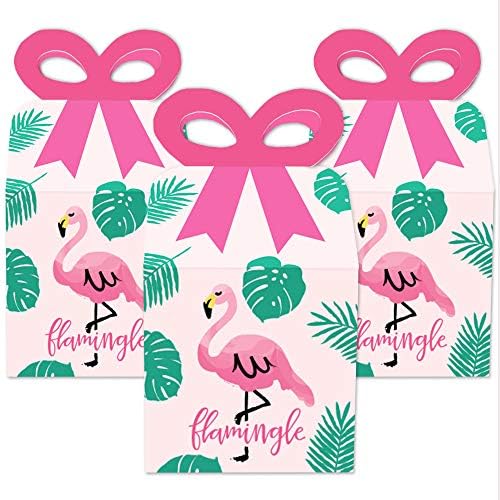 Big Dot of Happiness Pink Flamingo Party Bow Boxes Set of 12