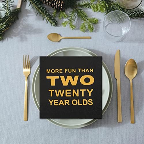 Apriciti Black Gold Cocktail Napkins 40th Birthday