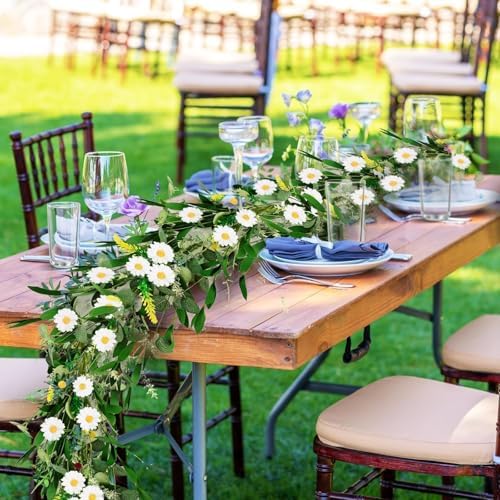 6 Ft White Flower Garland Artificial Daisy Wildflower