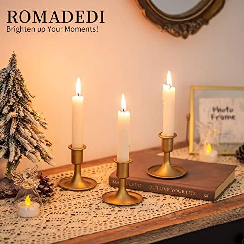 Gold Candlestick Holders for Taper Candles Set of 2