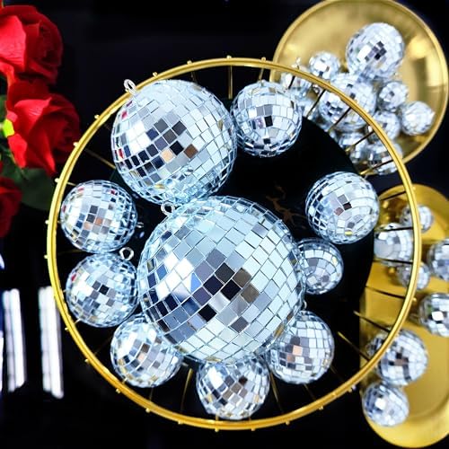 54 Pcs Mini Silver Disco Balls for Party Decor