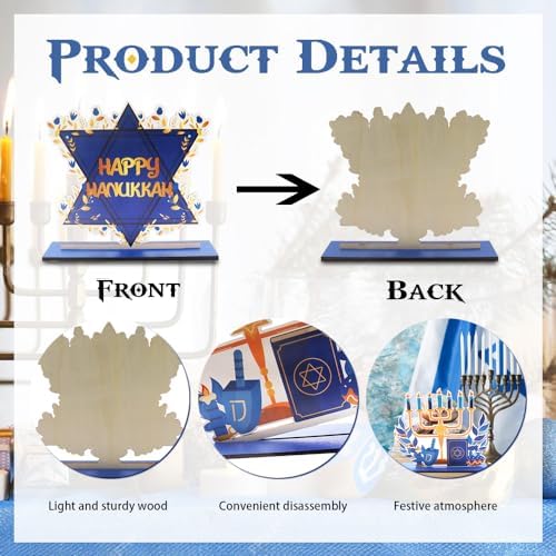 ABTOLS 3PCS Hanukkah Wooden Centerpieces Set