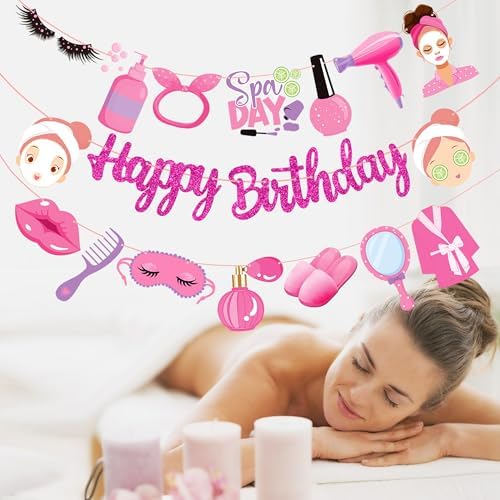 Spa Day Birthday Banners 3PCS Decorations