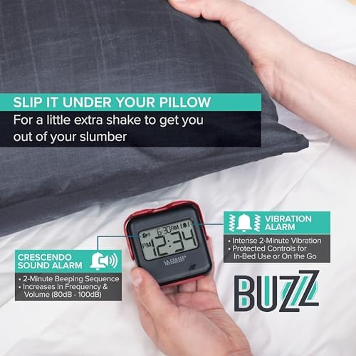 La Crosse Technology Buzz Digital Alarm Clock with Vibration and Loud Sound