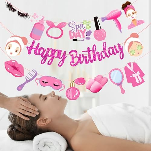 Spa Day Birthday Banners 3PCS Decorations