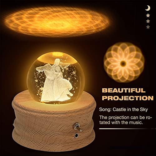 Kibuhain 3D Crystal Ball Music Box with Light and Base