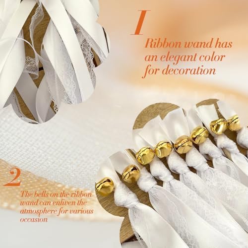 50Pcs Ribbon Sticks with Bells for Wedding Party Decorations