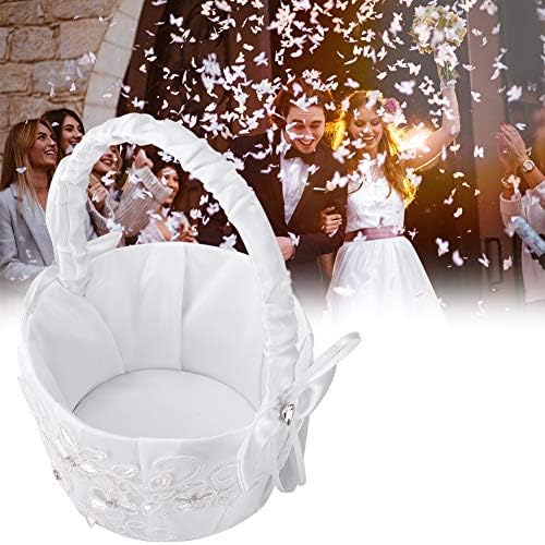 Wedding Flower Girl Basket with Rhinestone and Lace