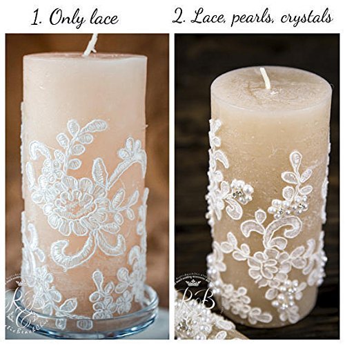 Lace Unity Candle Set 3pcs Rustic Wedding