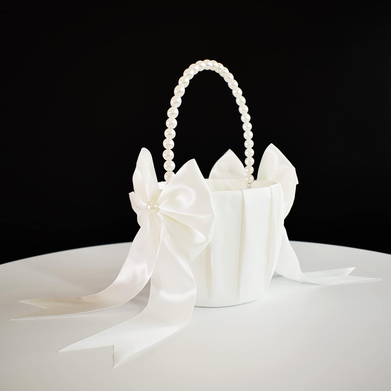 Flower Girl Basket with Pearl Handle Set of 4