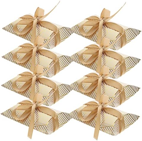 SEWOART 50pcs Foil Striped Candy Boxes for Weddings and Events