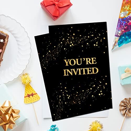 Soiceu Real Gold Foil Surprise Birthday Invites Set of 20