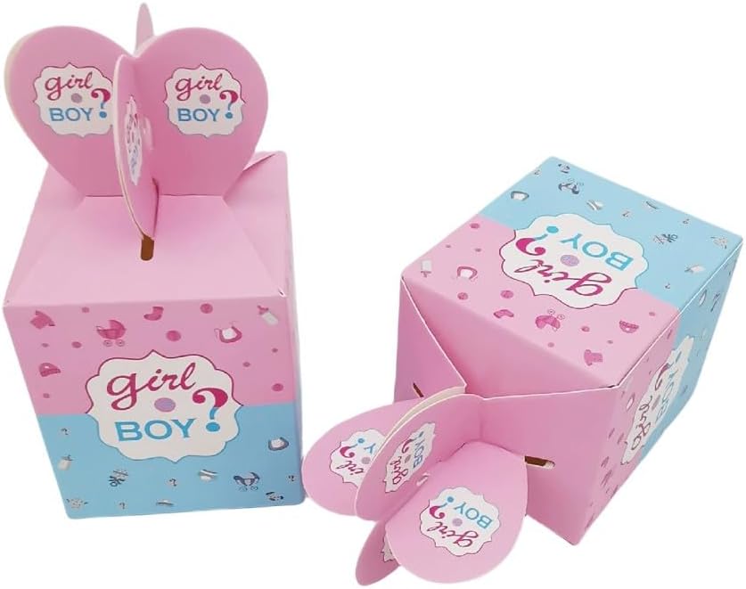 KUPOO 50PCS Gender Reveal Candy Boxes Pink Blue Treat Favor Boxes