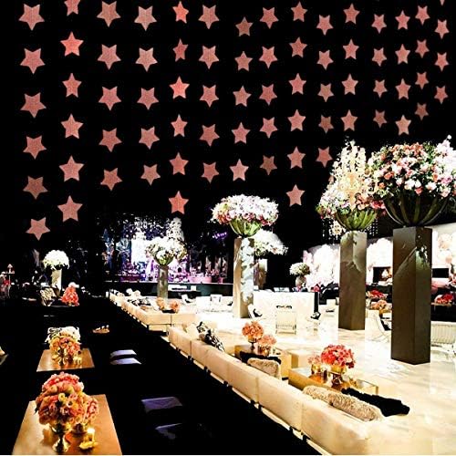 TTSAM 6 Pack Glitter Rose Gold Star Garland Decorations