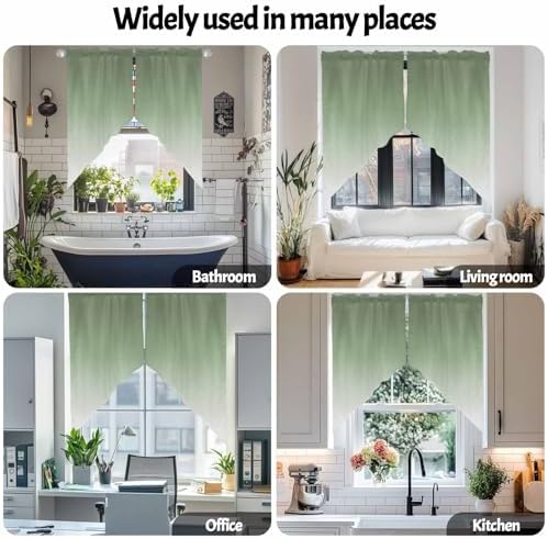 Swag Valances for Windows Gradient Sage Green 2 Panels 28x36 Inch