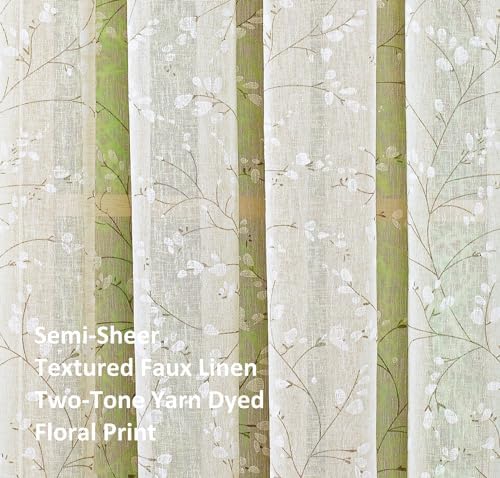 Todays Curtain Willow Faux Linen Print Swag 38 Inch Pair