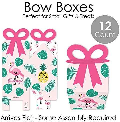 Big Dot of Happiness Pink Flamingo Party Bow Boxes Set of 12