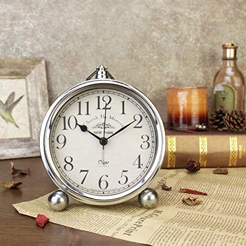 JUSTUP Vintage Table Clock Silver