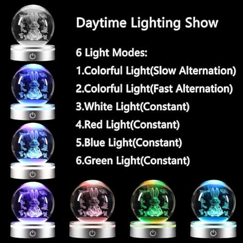 YummyCarrot 3D Bunny Crystal Ball LED Paperweight