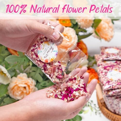 50 Pack Dried Rose Petals Biodegradable Confetti Wedding Decor