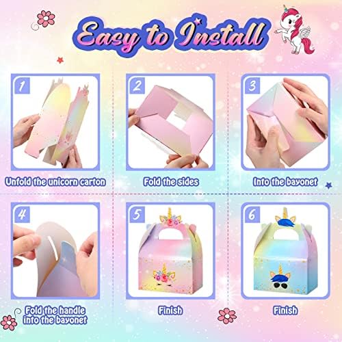Leinuosen Unicorn Party Gift Boxes 12 Pack