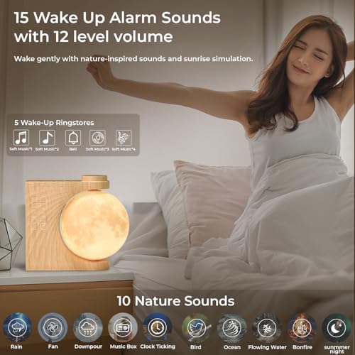 Sunrise Alarm Clock with Moon Light and 10 Light Effects