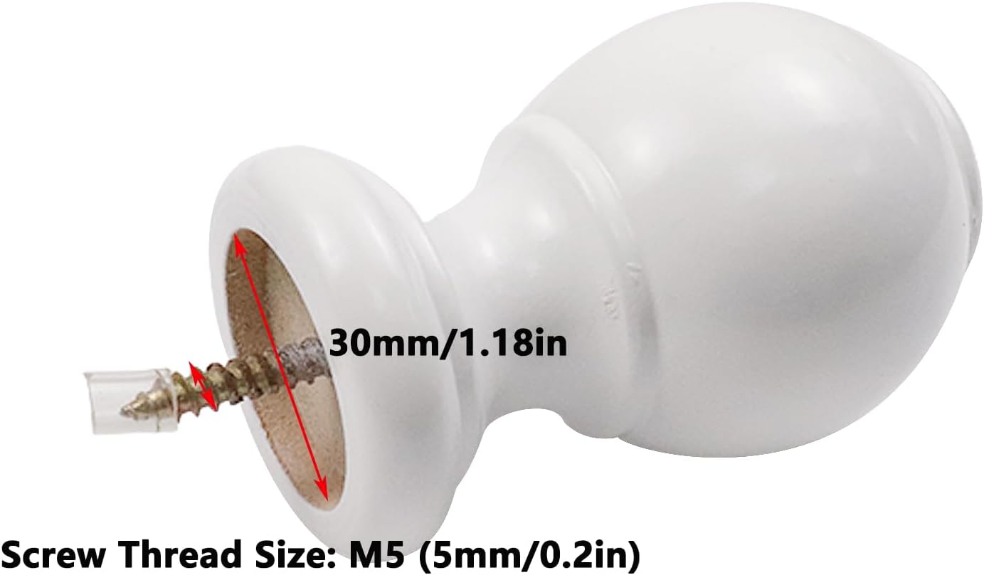 Antrader White Wood Curtain Rod Finials 2 Pcs