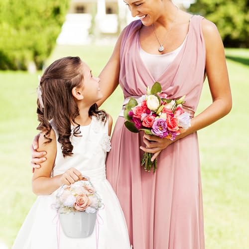 2 Pcs Wedding Flower Girl Baskets Pink