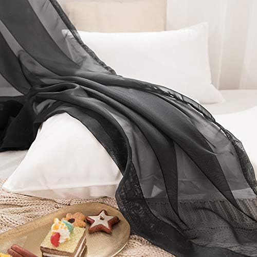 MIULEE Black Window Scarf Valance for Halloween Decor