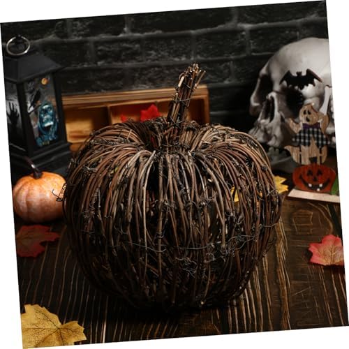 BESPORTBLE 1pc Rattan Woven Pumpkin Decor Centerpiece