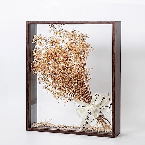NatureMan Brown Double Sided Photo Frame with Dried Flowers Display