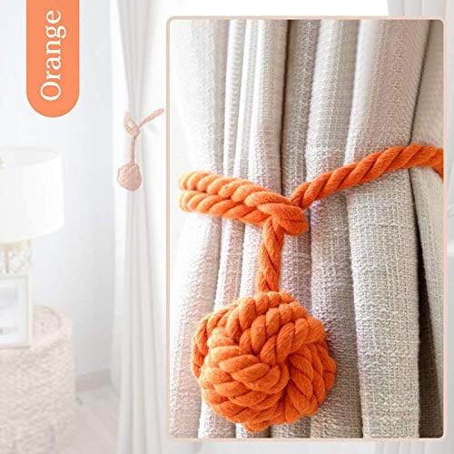 EleCharm 1Pair Hand Knitting Cotton Curtain Rope Tie Band Orange