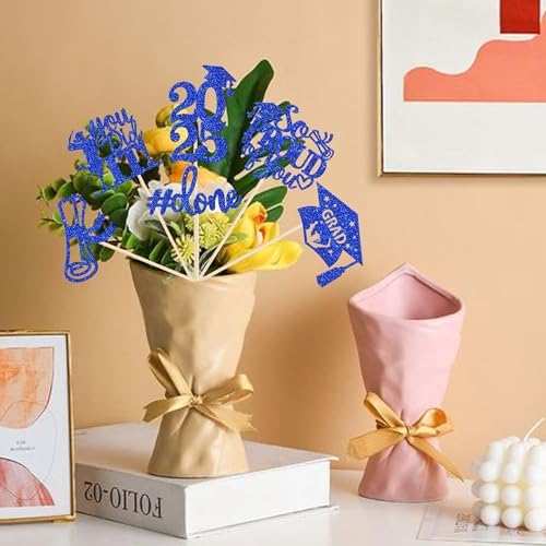 2025 Graduation Centerpiece Sticks Glitter Blue
