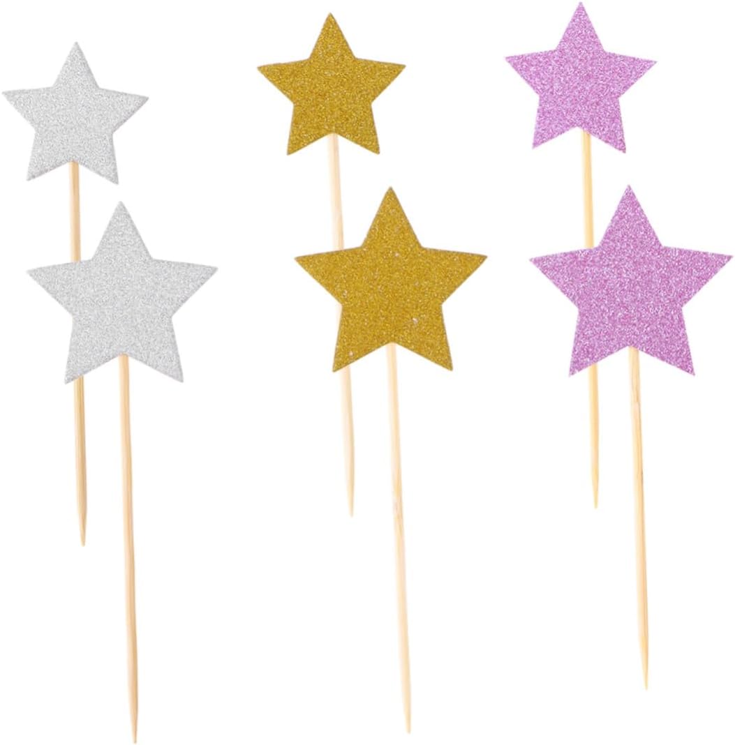 36pcs Star Cake Toppers for Weddings Birthdays Festivals Reusable Picks